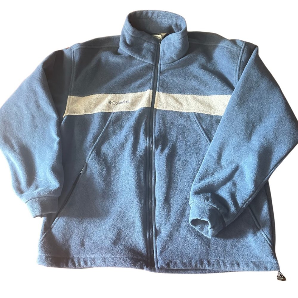 Columbia Vertex Mens Large Full Zip Fleece Jacket Core Interchange Royal/Grey L